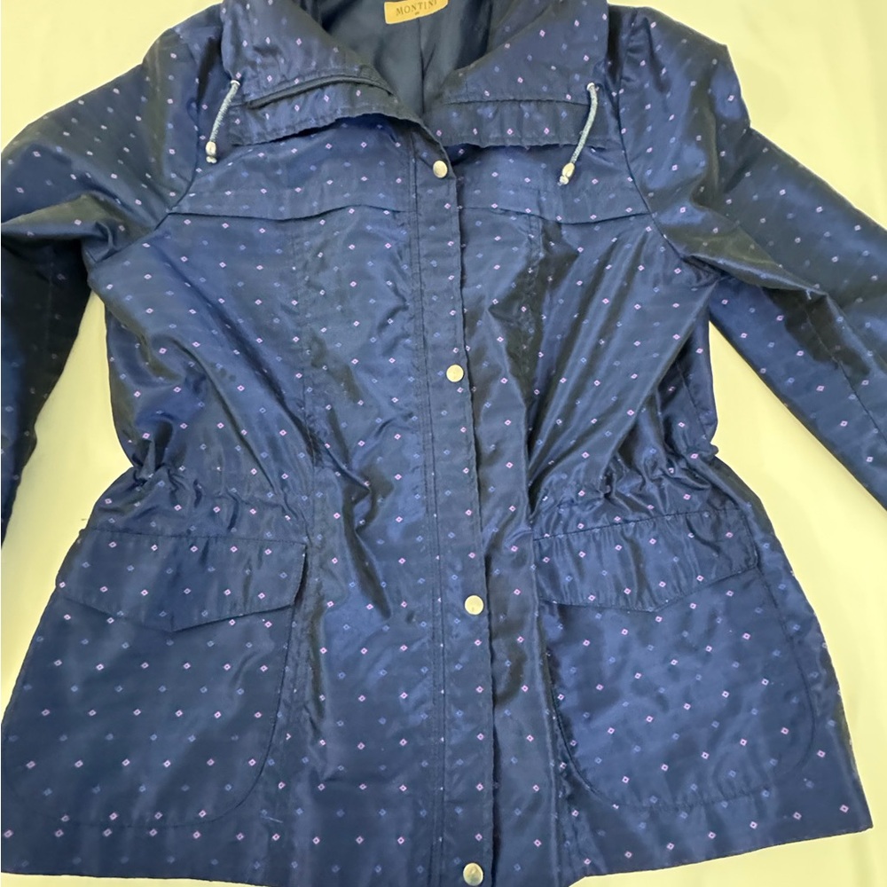 Women's Navy Blue‎ Montini Polka Dot Utility Jacket Size Medium